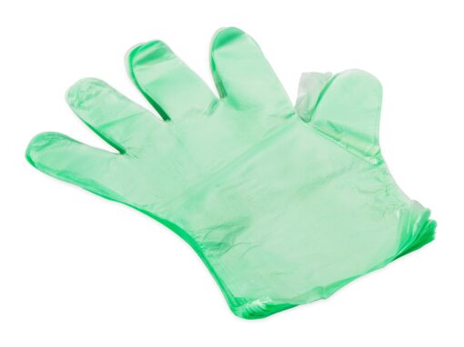 Camco Durable All Purpose RV and Camper Disposable Sanitation Gloves | Ideal in Wet or Dry Conditions | Green Non-Latex Gloves | 100 Pack (40285) Disposable Light Duty Polyethylene Gloves