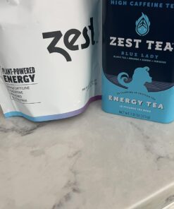 Zest 150mg High Caffeine Energy Leaf Blend - Blue Lady Black Tea - 20 Pack Bag - Hot or Iced - All Natural Strong Flavored Healthy Coffee Alternative Highly Caffeinated Substitute - Perfect for Keto 20 Count (Pack of 1) 34 71akUE90sRL