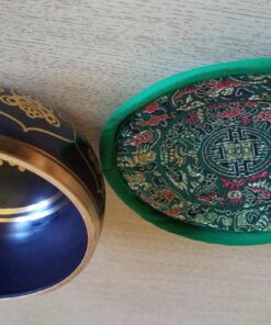 4" Exquisite Tibetan Singing Bowl Set for Meditation ~ Auspicious Eight Lucky Symbols, Buddha Eye & Dorje Painted ~ Silk Cushion & Wooden Mallet Included ~Handmade in Nepal by Thamelmart 49 71akVeL31NL 1