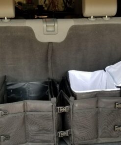 Tuff Viking Convertible Large 3 Compartment SUV Trunk Organizer | Grocery Organizer w Tie Down Straps and Insulated Leakproof Cooler Bag for Cars, Trucks and SUVs. PATENTED (4-in-1 w/Cooler, Black) 3-in-1 w/ Cooler bag 28 71al4SAuzL