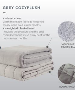 Degrees of Comfort Washable Weighted Blanket with Removable Cover Twin Size, 1 x Cozyheat Minky Plush Cover Included, Micro Glass Beads Technology, 48x72 15 lbs Grey 48x72" 15lbs Grey | 1 Cover 21 71alhmvNuCL