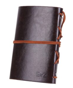 Alternative view of EvZ Leather Writing Journal Notebook, 7 Inches Vintage Nautical Spiral Blank String Diary Notepad Sketchbook Travel to Write in, Unlined Paper, Retro Pendants, Classic Embossed, Coffee