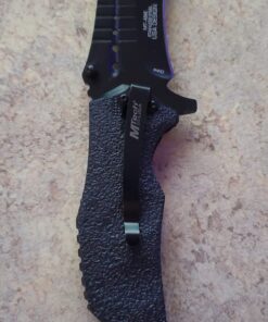MTech USA – Spring Assisted Folding Knife – Black Stainless Steel Blade and Black Aluminum Handle with Rope Cutter, Glass Punch and Pocket Clip - Hunting, Camping, Survival, Tactical, EDC – MT-A845BK Black Blade 49 71am4jmZOoL