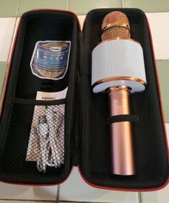 BONAOK Wireless Bluetooth Karaoke Microphone, 3-in-1 Portable Handheld Mic Speaker for All Smartphones,Gifts for Girls Kids Adults All Age Q37(Rose Gold) Rose Gold 53 71amLLMe7nL