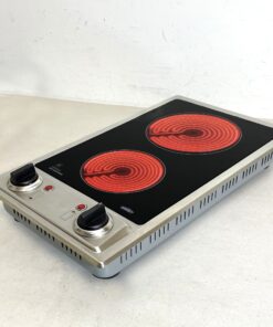 Summit CR2B120 12-inch Wide 115V 2-Burner Radiant Electric Cooktop, Jet Black Glass Easy to Clean, Two Burner Total 2400W, Push-to-Turn Knob Control, Indicator Light, Hot Warning, Easy Plug-In 16 71anHZMtG L