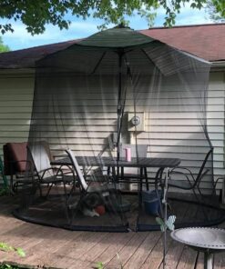 Patio Umbrella Mosquito Netting - Polyester Mesh Screen with Zipper Opening and Water Tube at Base to Hold in Place - Helps Protect from Mosquitoes - Fits 9FT Umbrellas and Patio Tables - Black 55 71aqlLYexqL