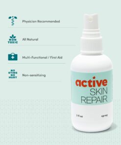 Active Skin Repair Spray - Natural & Non-Toxic First Aid Healing Ointment & Antiseptic Spray for Minor Cuts, Wounds, Scrapes, Rashes, Sunburns, and Other Skin Irritations (Single, 3 oz Spray) 3 Fl Oz (Pack of 1) 17 71arBAPVryL