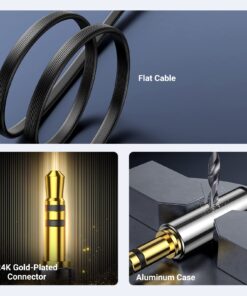 UGREEN 3.5mm Audio Cable Stereo Aux Cord 90 Degree Right Angle, Compatible with Beats iPhone iPod iPad Tablets Speakers 24K Gold Plated Male to Male Black 1.5FT 18 71asKvOtPtL