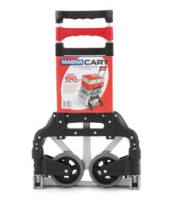 Magna Cart Personal 150 Pound Capacity Aluminum Folding Hand Truck with Telescopic Handle and Foldable Wheels for Industrial, Black and Red Black/Red 36 71asijRtLcL