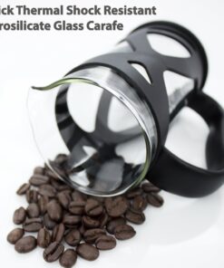 KONA French Press Coffee Press Maker With Reusable Stainless Steel Filter, Large Comfortable Handle & Glass Protecting Durable Black Shell (34 oz, 8 cups) 1000ml 29 71at0gHsnRL 1