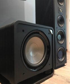 Polk Audio HTS 12 Powered Subwoofer with Power Port Technology | 12” Woofer, up to 400W Amp | For the Ultimate Home Theater Experience | Modern Sub that Fits in any Setting | Washed Black Walnut 39 71atsWdBRML