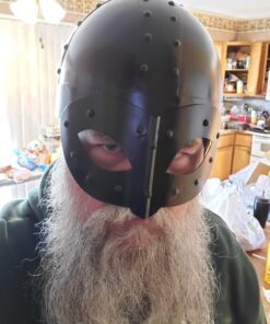 SA International Black Antique Plated Medieval Viking Mask Helmet with Liner & Strap 33 71atwxTubL 1