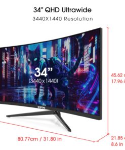 Sceptre 34-Inch Curved Ultrawide WQHD Monitor 3440 x 1440 R1500 up to 165Hz DisplayPort x2 99% sRGB 1ms Picture by Picture, Machine Black 2023 (C345B-QUT168) 34" Curved WQHD 165Hz 24 71auLRshlSL