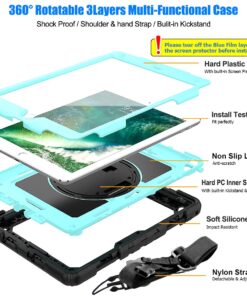 SEYMAC Stock iPad 6th/5th Generation Case with Screen Protector, 360 Rotating Stand, Drop-Proof Protection, Compatible with iPad 6th/5th/Air 2/Pro 9.7 in SkyBlue+Black 29 71avx8MlgLL