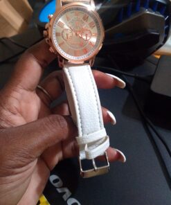 Top Plaza Fashion Women's Analog Watch, PU Leather Band Rose Gold Tone - White White Watch 29 71awbU7TVpL