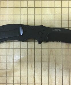 Kershaw Clash Black Serrated Pocketknife, 3" 8Cr13MoV Steel Drop Point Blade, Assisted One-Handed Flipper Opening, Folding Utility EDC 55 71axspXeaaL