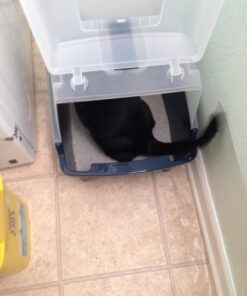 IRIS USA Large Split-Hood Cat Litter Box with Scoop and Grate, Blue Split Hooded - Navy 58 71azJOZ8BPL