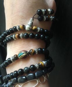 COAI Black Obsidian Stone Bracelet Necklace Mala Beads 108 Tiger Eye 39 71azoEp4mhL