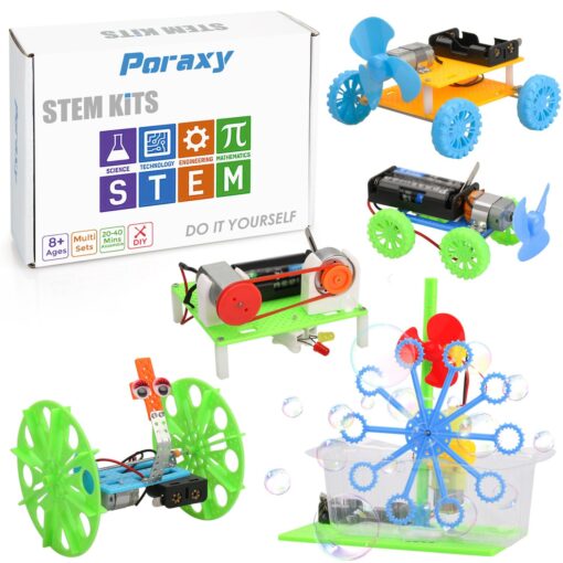 5 Set STEM Kits, STEM Projects for Kids Ages 8-12, Robotics for Kids, DC Motor Model Car Kit, Electric Building Engineering Experiment Science Kits, Toys Gifts for Boys and Girls Ages 8 9 10 11 12