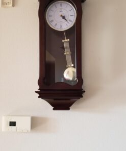 Pendulum Wall Clock Battery Operated - Hanging Grandfather Wall Clock with Pendulum - Quiet Wood Pendulum Clock - Decorative Wooden Wall Clock for Living Room Decor, Office & Home Décor Gift 23.5x9.75 Classic Dark Brown 21 71b1B3kpUdL