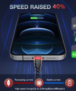 OIITH Apple MFi Certified iPhone Charger Cable 3 Pack 6 Ft, Long Lightning Charging Cord, Fast 2.4A iPhone USB Cord Compatible with iPhone12/11/XS/Max/XR/X/8/8P/7P/6 6Ft Red 20 71b1PpkFWrL