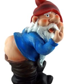 Funny Guy Mugs Middle Finger Gnome Statue - Mooning Gnome - Indoor or Outdoor Garden Gnome Sculpture for Patio, Yard or Lawn - Funny Gnomes Inappropriate Gifts - Naughty Gnomes 18 71b43QyxQTL