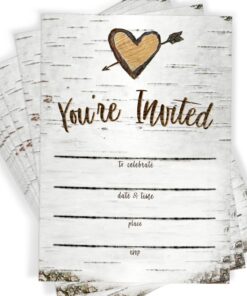 Printed Party Fill-in Invitations and Envelopes, Rustic Birch, Set of 25 6 71b6a3KpJ9L