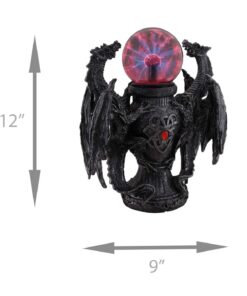 Zeckos Guardians of The Mystic Urn: Twin Dragon Resin Statue with Touch-Activated Plasma Ball - Gothic Decor Accent - Great Bedroom or Dorm Accent - 12 Inches High 8 71b737DveBL