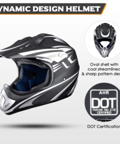 AHR Adult Offroad Dirt Bike Helmet Motocross ATV Dirtbike Outdoor BMX MX Full Face Motorcycle Helmet DOT Approved Passion Gray Medium 20 71b8CdXNxnL