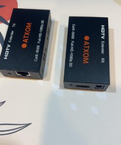 ATXOM HDMI Over Ethernet Extender, Over Cat 5e/6/7 LAN Cable, Up to 200Ft, Full HD 1080P @ 60HZ, EDID Copy, Dolby Digital/DTS Compatible, High Resolution Signal, Balun Transmitter and Receiver 87 71b8E7cp1L