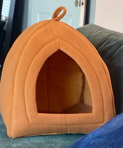 Cat House - Indoor Cat Bed with Removable Foam Cushion - Pet Tent for Kittens, Rabbits, Guinea Pigs, and Other Small Animals by PETMAKER (Brown) Light Brown 45 71b8tq08BhL