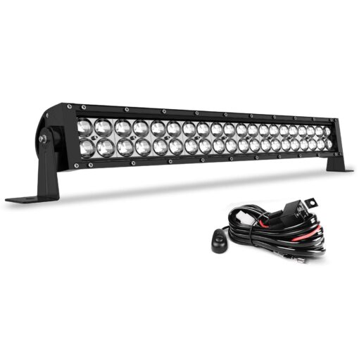 AUTOSAVER88 LED Light Bar 32 Inch Straight Work Light 4D 200W with 8ft Wiring Harness, 20000LM Offroad Driving Fog Lamp Marine Boating Light IP68 WATERPROOF Spot & Flood Combo Beam Light Bar (24 INCH) 22 inch Black