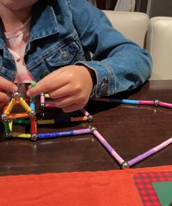 ELONGDI 130 Pieces - Magnetic Building Sticks Building Blocks Set, Magnet Educational Toys Magnetic Blocks Sticks Stacking Toys Set, Non-Toxic Building Toy 3D Puzzle with Storage Bag 37 71bABRytxWL