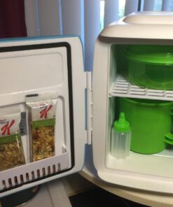 Cooluli Mini Fridge for Bedroom - Car, Office Desk & Dorm Room - Portable 4L/6 Can Electric Plug In Cooler & Warmer for Food, Drinks, Skincare Beauty & Makeup - 12v AC/DC & Exclusive USB Option, Blue 60 71bCVhsVHL