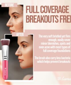 Flat Top Kabuki Foundation Brush - Premium Makeup Face Brush For Liquid, Cream, Powder - Blending, Buffing, Stippling Brush - Pro Quality Synthetic Dense Bristles Pink 21 71bErQbCubL