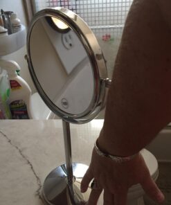 MIRRORVANA 10X Magnifying Makeup Mirror on Stand for Bedroom and Bathroom, Free Standing Desk & Table Mirror, Double Sided 10X/1X Magnification, 35cm Tall 18cm Wide 18cm (7-inch) Diameter 36 71bFnfk98L