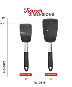 UpGood Silicone Turner Set - 2 Pack of Large and Small Kitchen Spatulas - High Heat Resistant Nonstick Utensils with Tapered Edges - Flexible Stainless Steel, BPA Free Professional Grade Cookware Turner 2 Pack Black 15 71bFuzsYuqL