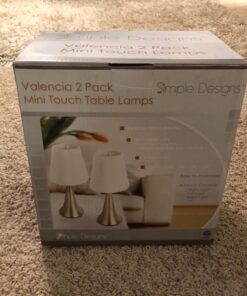 Simple Designs LT2014-WHT-2PK Valencia Brushed Nickel Mini Touch Table Lamps with Fabric Shades, White (Pack of 2) Brushed Nickel Base with White Shades 37 71bG iNoShL