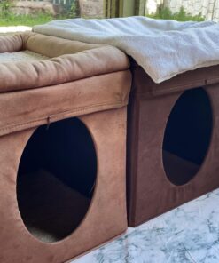 MidWest Homes for Pets 137-BR 'The Original' Curious Cat Cube, Cat House / Cat Condo in Brown Faux Suede & Synthetic Sheepskin Brown Single Story 44 71bG2MrMgeL 3