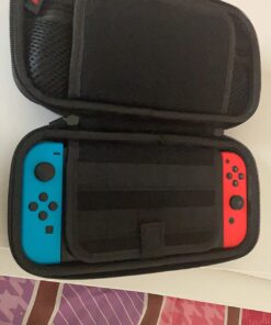 Deruitu Switch Carrying Case Compatible with Nintendo Switch/Switch OLED - Fit AC Charger Adapter - with 20 Game Cartridges Hard Shell Travel Switch Pouch for Console & Accessories Black 55 71bG6oskENL