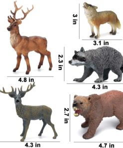 Woodland Animals 10-Piece Figurine Set: Realistic Elk, Wolf, Bear, Raccoon, Lynx, Deer Toys for Kids & Cake Toppers 10 71bHrrkbehL