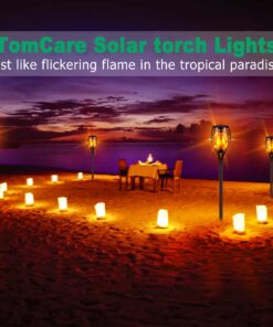 TomCare Solar Lights Upgraded, 43" Waterproof Flickering Flames 96 LED Torches Lights Outdoor Solar Landscape Decoration Lighting Auto On/Off Pathway Lights for Garden Patio Yard Christmas, Black(4) Black-style 1 26 71bIgl5g3L