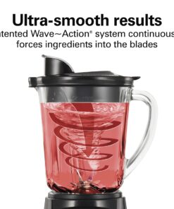Hamilton Beach Power Elite Wave Action blender-for Shakes & Smoothies, Puree, Crush Ice, 40 Oz Glass Jar, 12 Functions, Stainless Steel Ice Sabre-Blades, Black (58148A) Blender with 40 Oz Glass Jar 18 71bIm4CXxYL