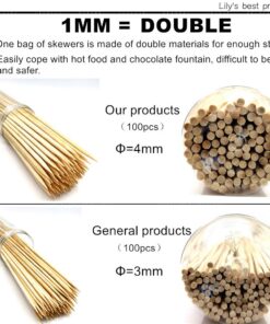 HOPELF 6" Natural Bamboo Skewers for BBQ,Appetiser,Fruit,Cocktail,Kabob,Chocolate Fountain,Grilling,Barbecue,Kitchen,Crafting and Party. Φ=4mm, More Size Choices 8"/10"/12"/14"/16"/30"(100 PCS) 6 inch 20 71bJitpnTpL