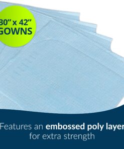 TIDI Choice Gowns, Blue (Pack of 50) ― Tissue/Poly/Tissue ― Open-Back, Waist-Tie, Short-Sleeve Medical Gowns ― Disposable Exam Gowns ― Standard Size 30” x 42” ― Latex-Free Medical Supplies (910520) 9 71bJjuGiIbL