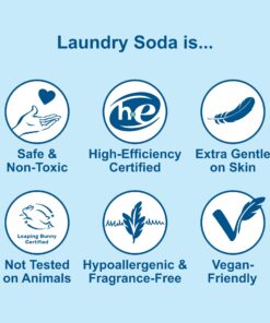 Nellie's Laundry Soda - Concentrated Laundry Detergent Powder - 100 Loads - Eco-Friendly, Vegan, Hypoallergenic, Fragrance-Free, and Non-Toxic Formula Fragrance Free 3.3 Pound (Pack of 1) 26 71bJpg48muL