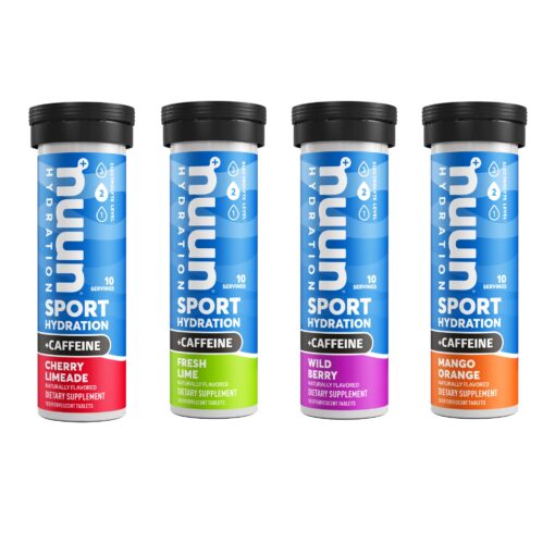 Nuun Sport + Caffeine Electrolyte Tablets for Proactive Hydration, Mixed Flavor Box, 4 Pack (40 Servings) Mixed flavors 10 Count (Pack of 4)