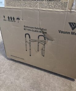 Vaunn Deluxe Folding Safety Toilet Rail, Adjustable and Foldable Toilet Safety Frame, Bathroom Handrail Assist Grab Bar Handle, Gray 39 71bMyW2YiZL
