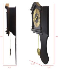 Bedford Clock Collection BED1712 Wall Clock with Pendulum and Chimes, Chocolate Wood 13 71bNA0LjQzL