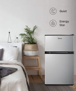 Midea WHD-113FSS1 Compact Refrigerator, 3.1 cu ft, Stainless Steel Double Door 30 71bStY3i83L